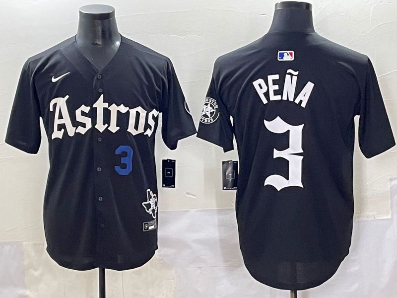 Men 2025 Houston Astros #3 Pena Black Five generations Joint Name Nike MLB Jersey style 8->houston astros->MLB Jersey